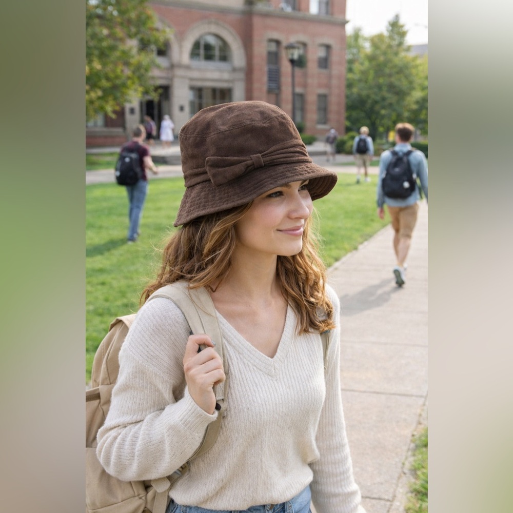 Preston & York Chocolate Brown Suede Bucket Hat